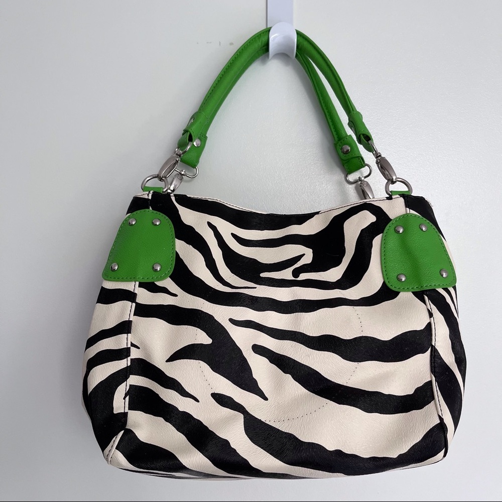 Zebra and Lime Green Handbag Purse